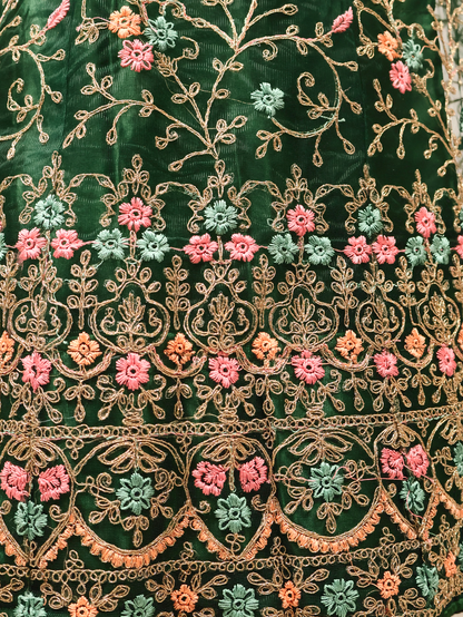 Semi-Stitched Lehenga with Embroidery & Zari Thread Work by Shreekama